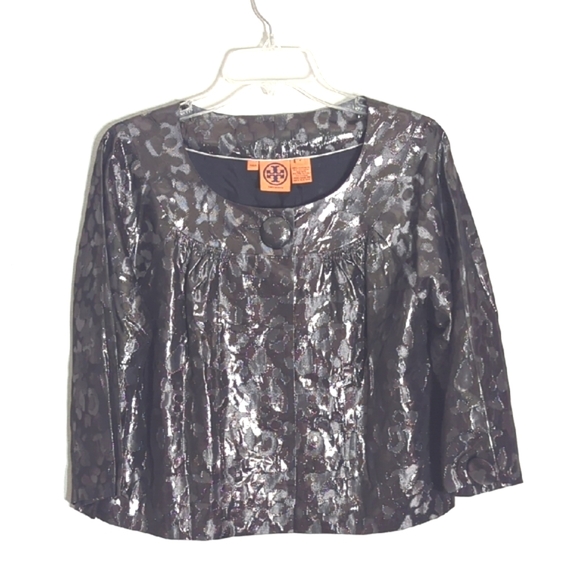 Tory Burch Jackets & Blazers - Tory Burch Womens Silk Blazer Jacket Leopard Print‎ Cropped Special Occasion 8